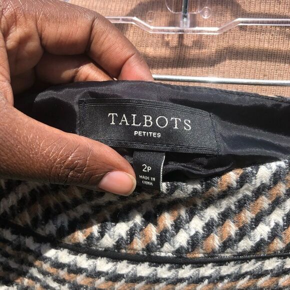 TALBOT’S A Line Pleated Herringbone Print Skirt - Picture 7 of 8